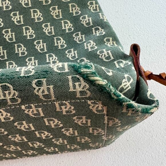 Dooney & Bourke Satchel Handbag Signature DB Denim Leather Trim Carry On Bag - Picture 13 of 16